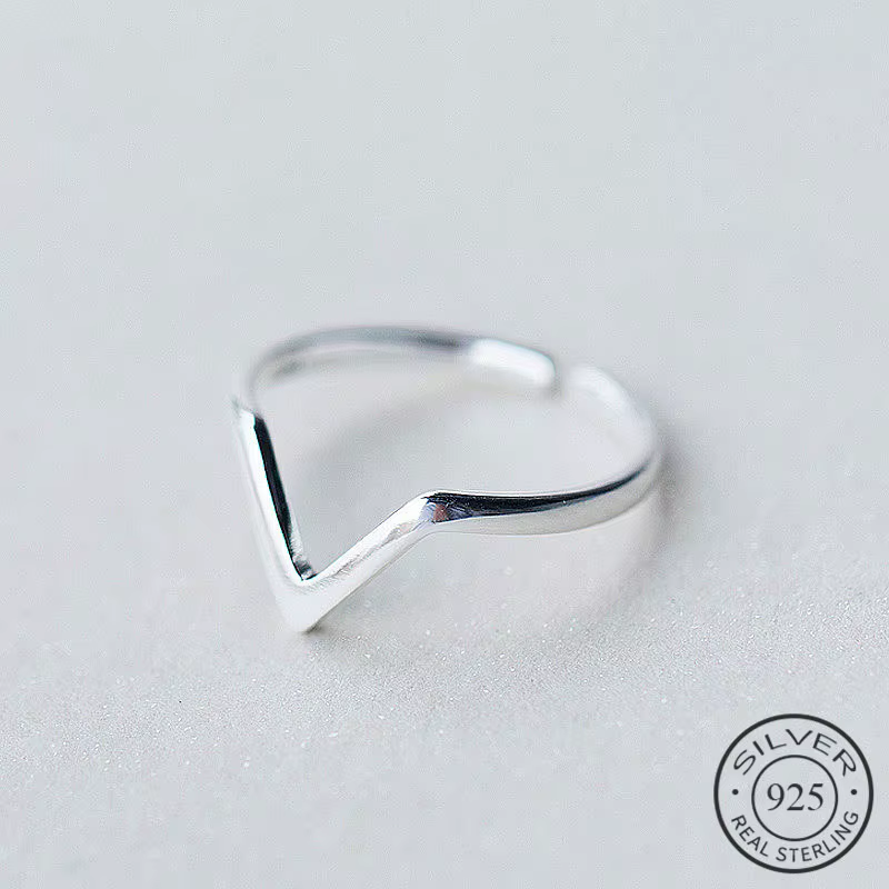 RealSilver-Bague Ajustable en Forme de Vague Géométrique pour Femme
