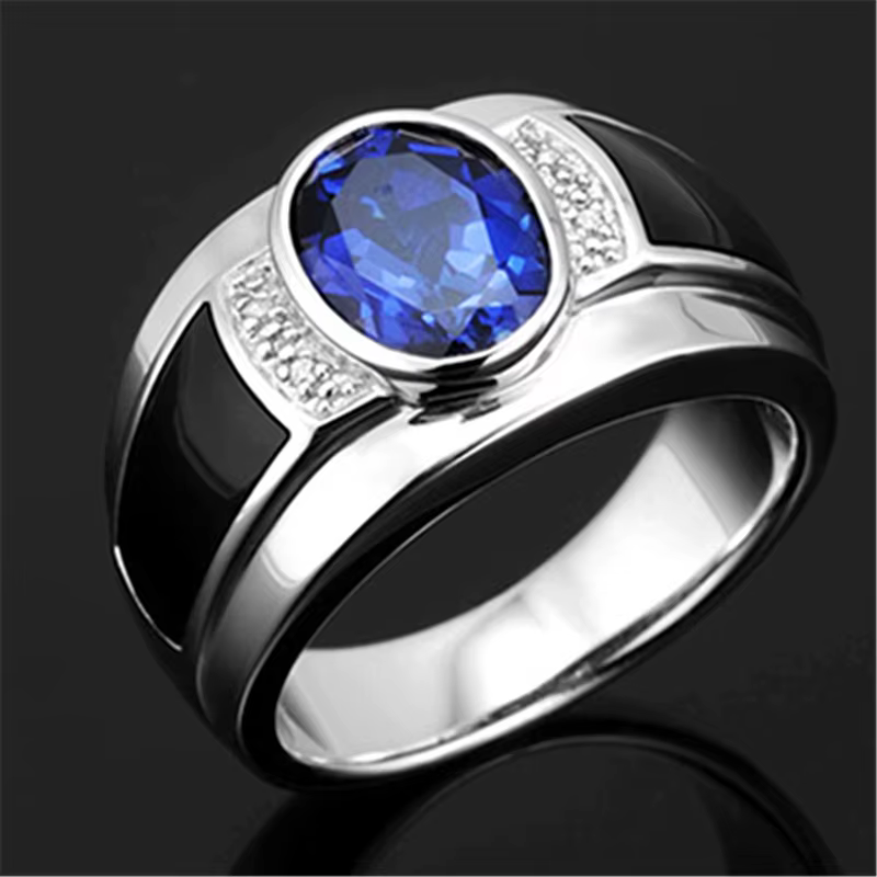 Bague ovale en argent Sterling 925 pour hommes
