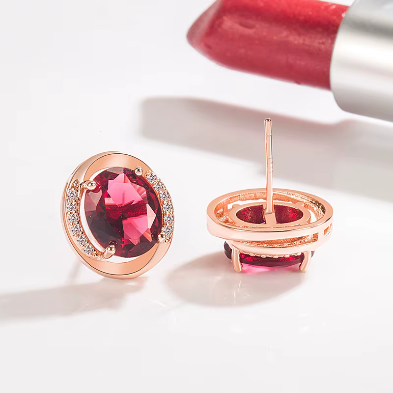 Boucles d'oreilles en rubis naturel pour femmes
