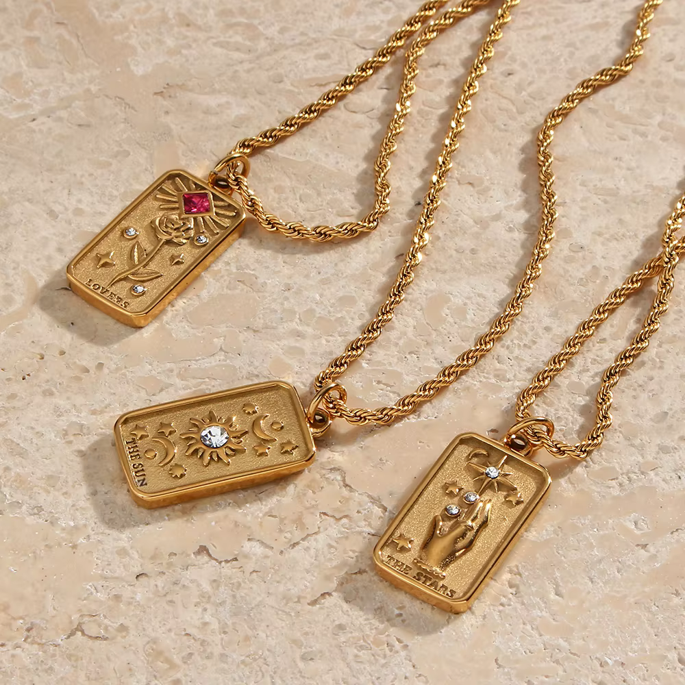 Collier de Tarot en acier inoxydable pour femmes