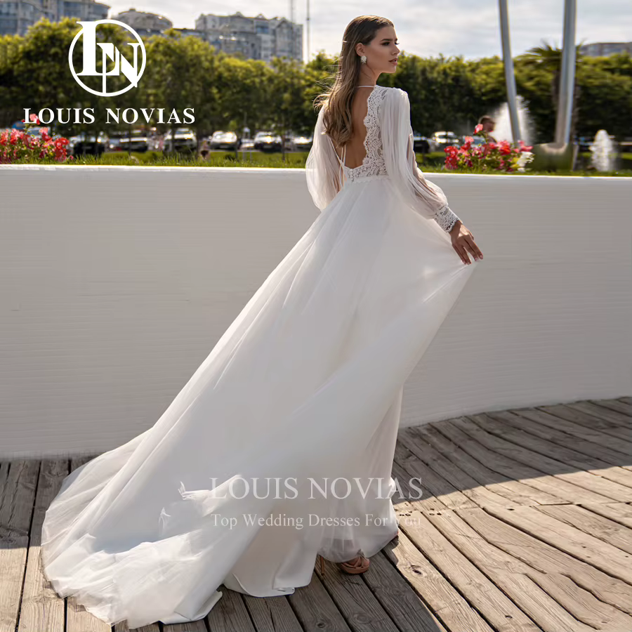 Modiis-Robe de mariée trapèze en dentelle brodée