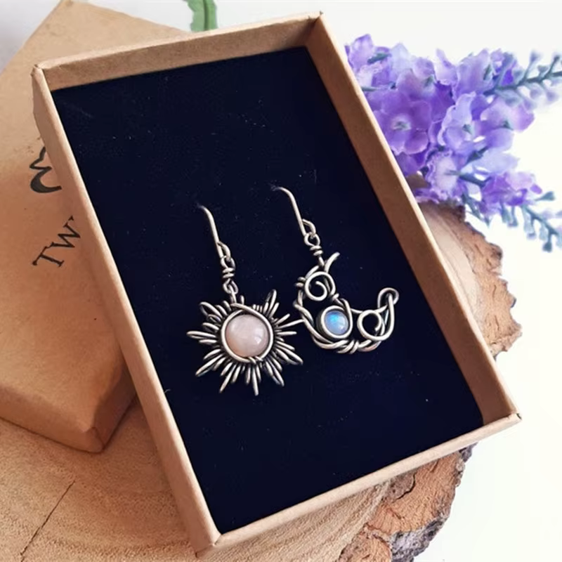 Boucles d'oreilles bohème soleil lune
