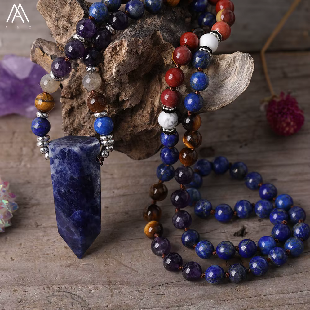 Pendentif en pierre de sodalite naturelle