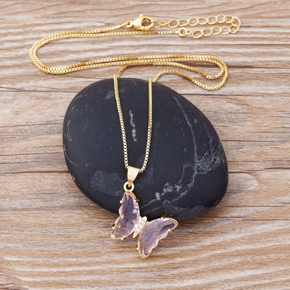 AIBEF – collier pendentif papillon coloré pour femmes