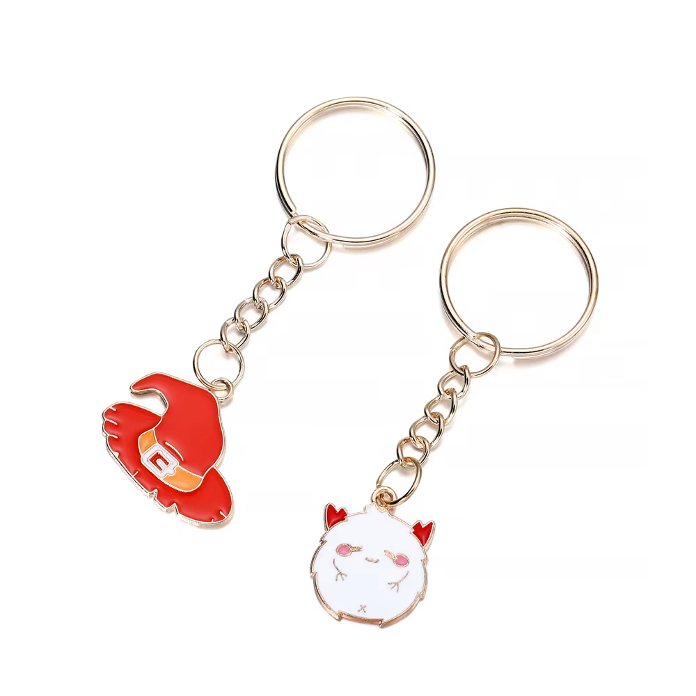 Porte-clés rond fendu en rhodium