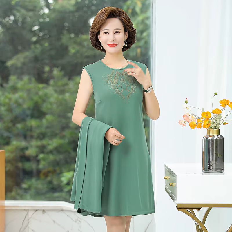 Robe deux pièces pour femme d'âge moyen