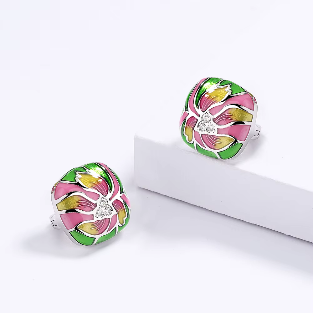 Boucles d'oreilles en époxy à fleurs colorées pour femmes