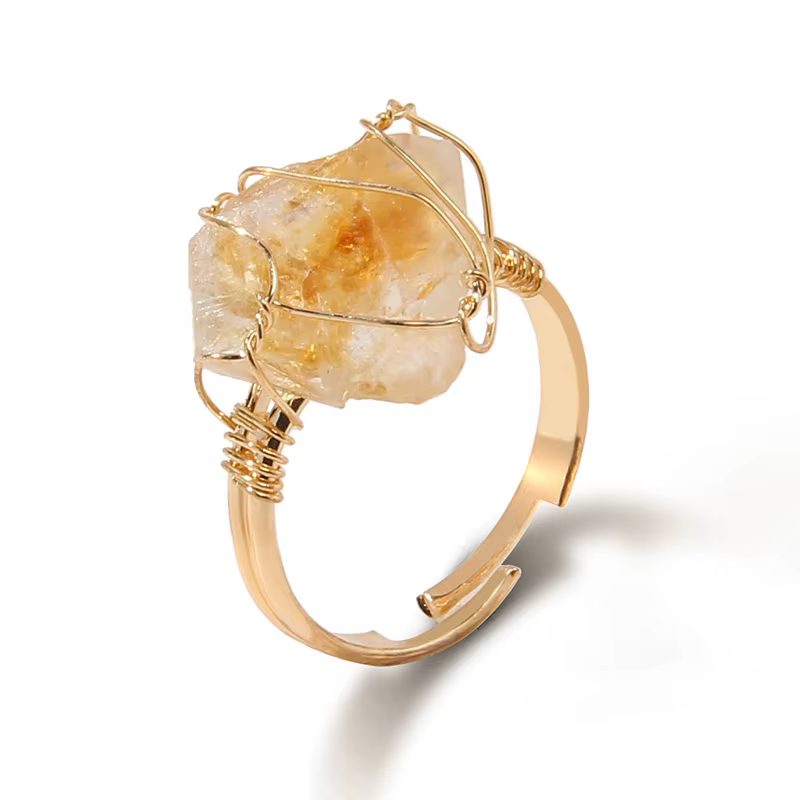 Bagues de citrine irrégulières pour femmes et hommes