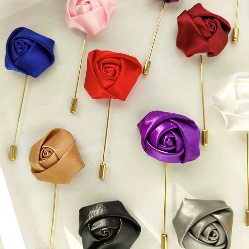 Hommes marié boutonnière broches mariage Corsage femmes broche fleurs Roses soie