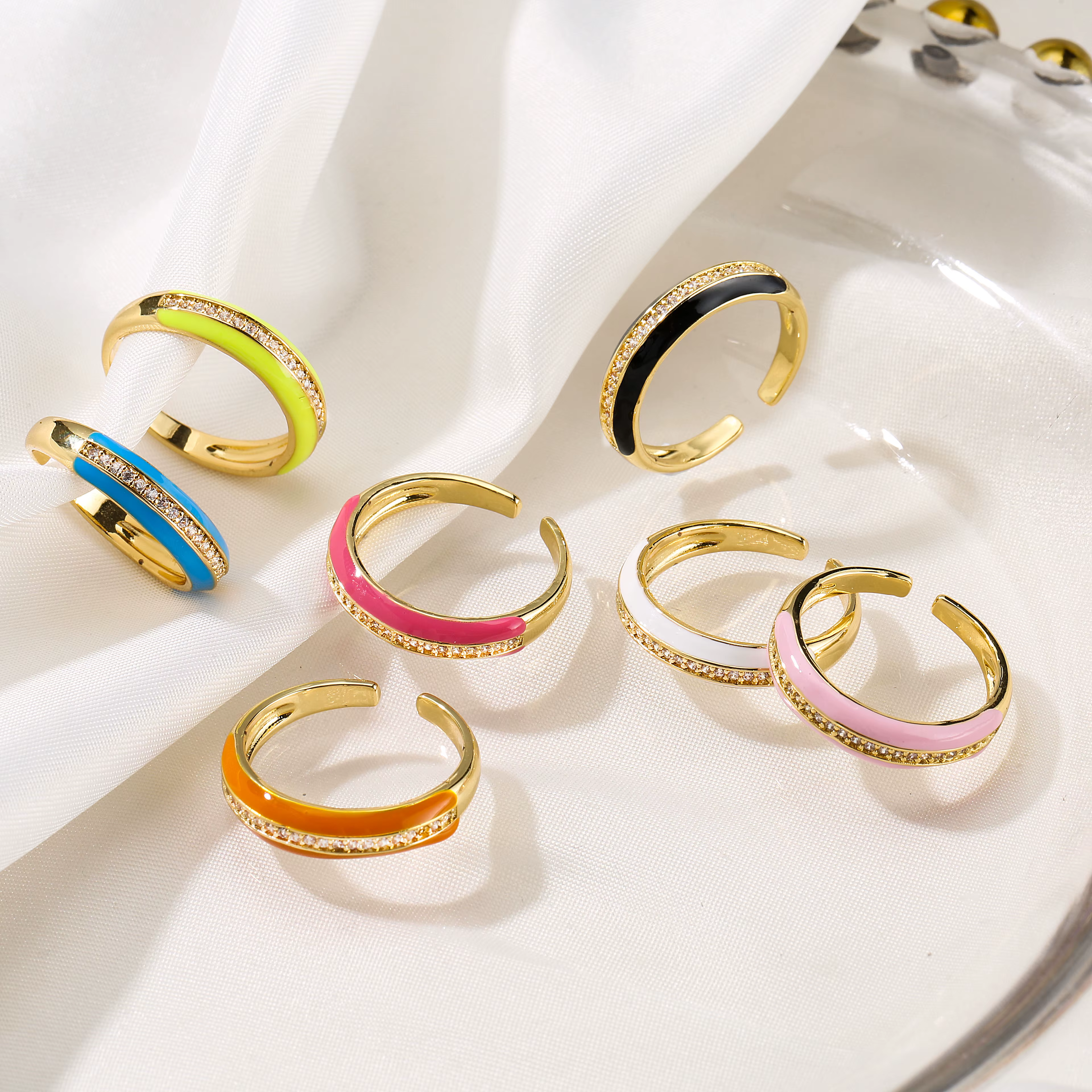 Bague mignonne en laiton plaqué or 18 carats pour femmes