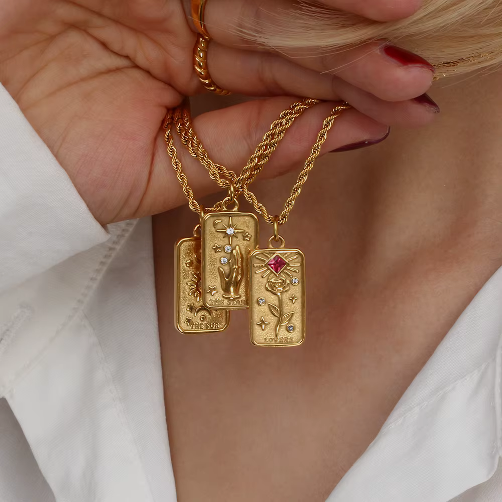 Collier de Tarot en acier inoxydable pour femmes