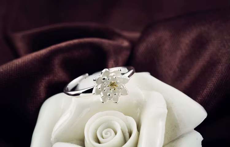 Bagues ouvertes en forme de fleur de Lotus pour femmes