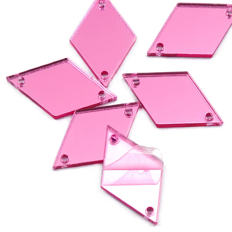 YANRUO losange acrylique miroir 30 pièces paillettes gemmes Flatback cristal Strass pierres cousues pour l'artisanat de bijoux