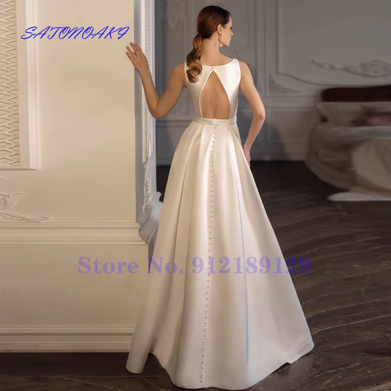Robes De Novia personnalisé élégant haut/bas ivoire Satin robe De mariée
