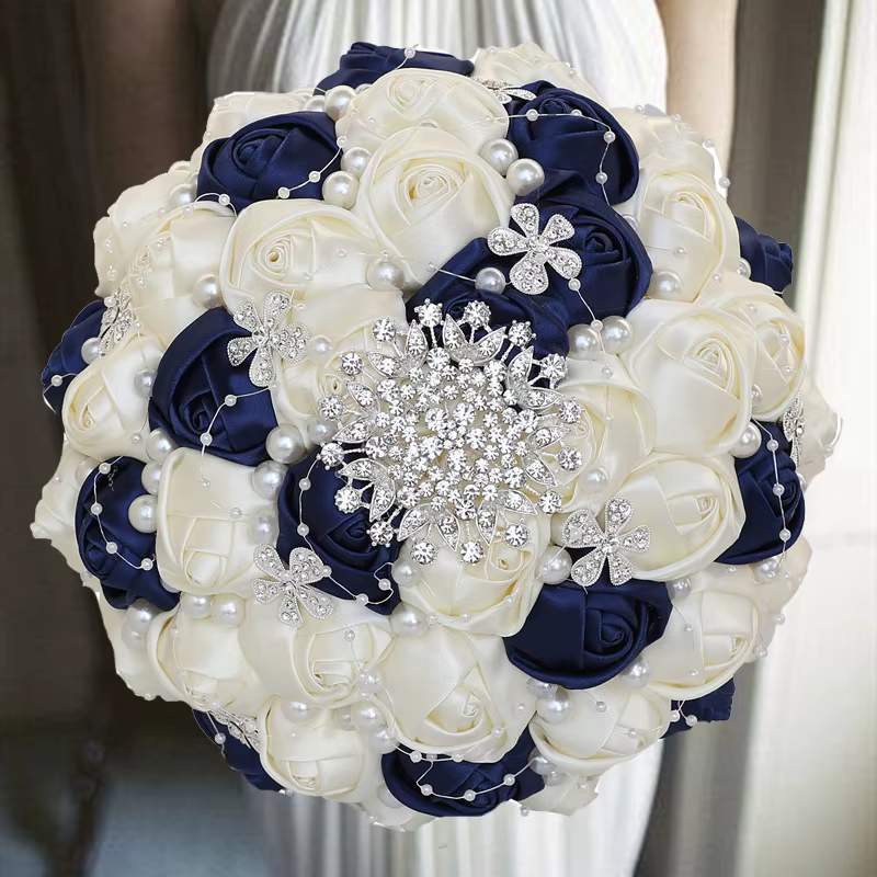 Bouquet de mariage rouge vin avec perle, 1 pièce/lot, pour fête de mariage