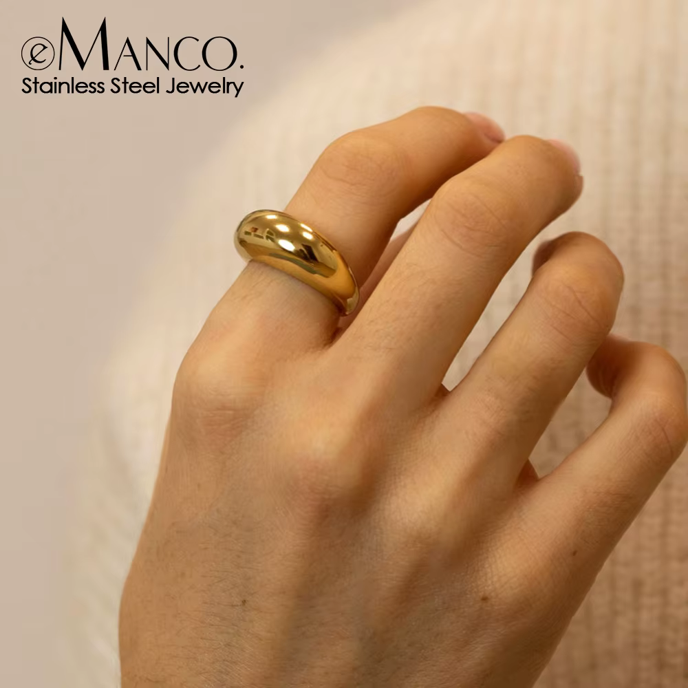 EManco Fashion - Nouveaux Anneaux Simples en Acier Inoxydable pour Femme