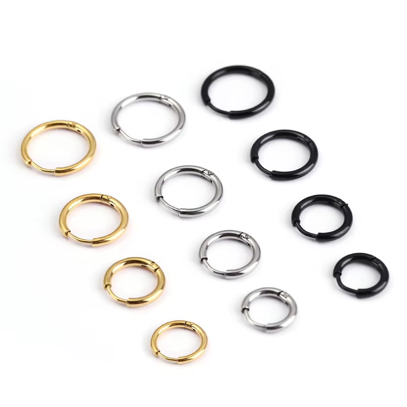 1 paire de petits cerceaux en acier inoxydable pour femmes/hommes