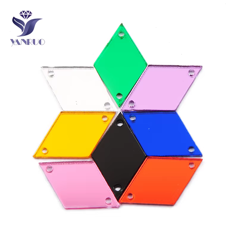 YANRUO losange acrylique miroir 30 pièces paillettes gemmes Flatback cristal Strass pierres cousues pour l'artisanat de bijoux