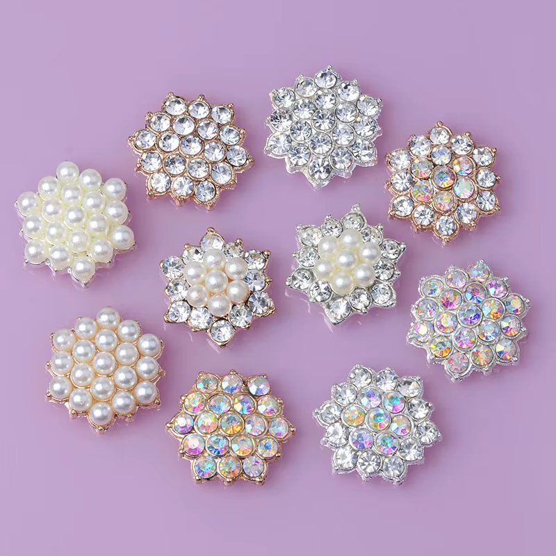 Meilleure vente brillant alliage 10 pièces/ensemble strass perle bijoux décorations vacances à la main produits créatifs accessoires en gros