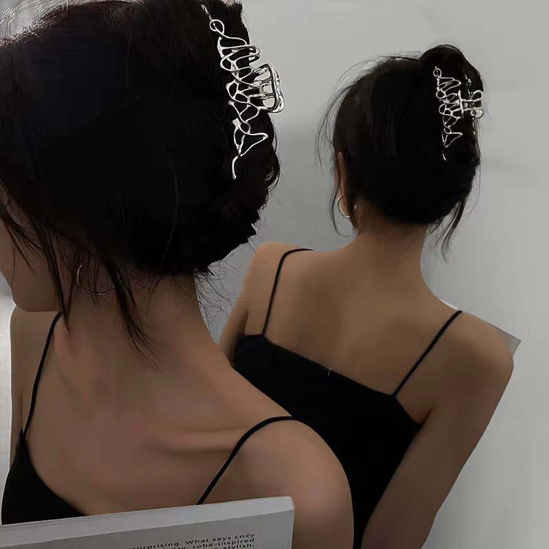 Ruoshui femme nouveauté épingles à cheveux irrégulières Style Punk métal argent griffes Barrettes femmes accessoires