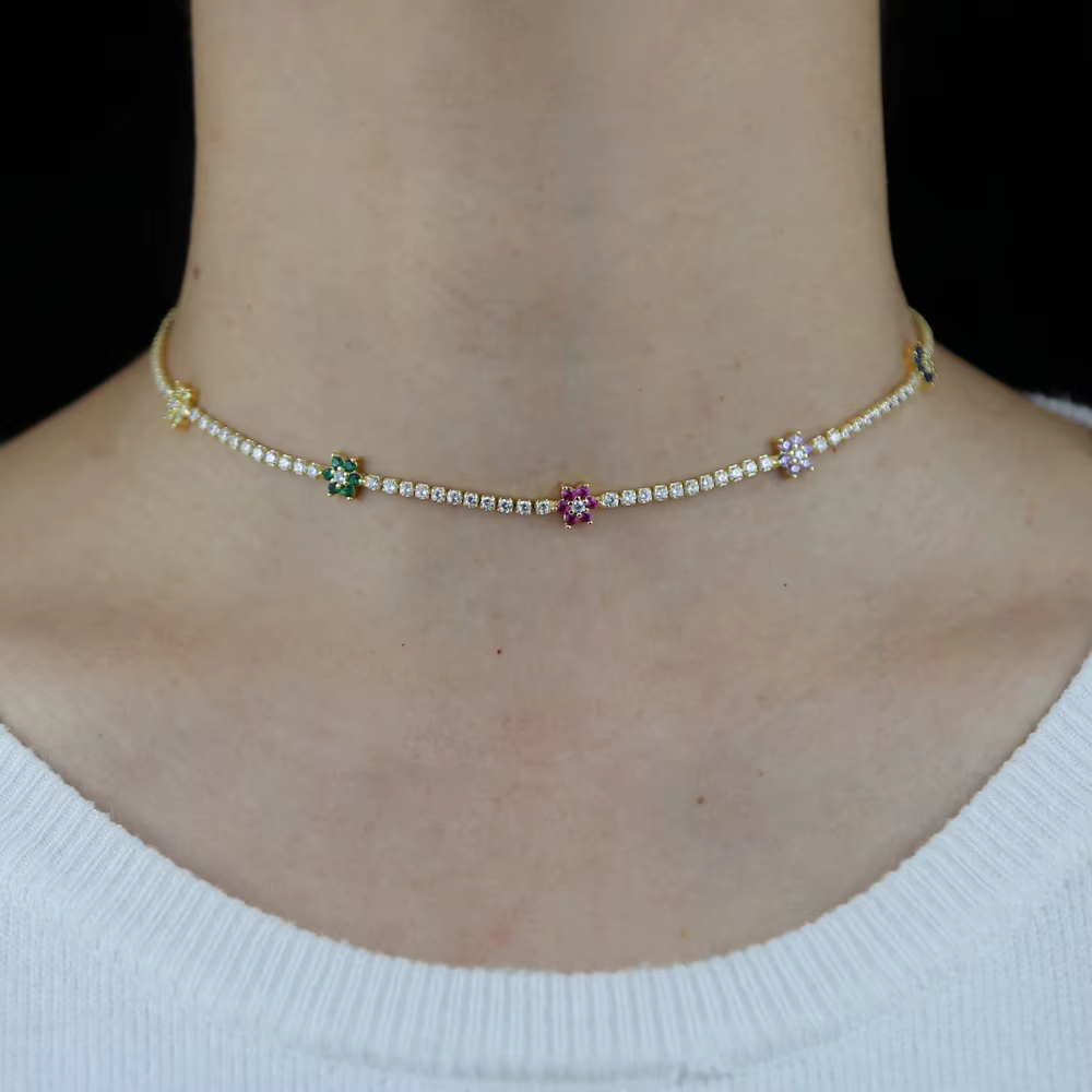 Collier ras du cou en zircone cubique pour femmes