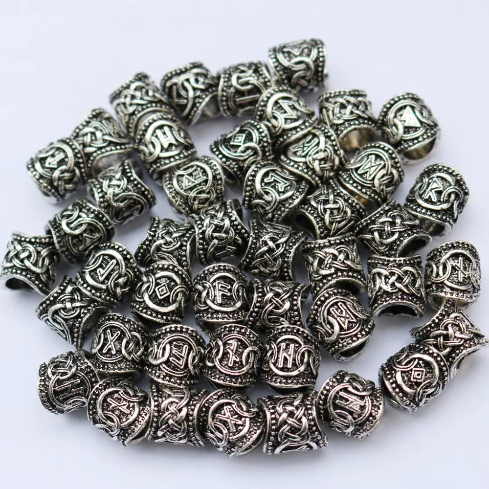 Nostalgie 1 pièces bijoux nordiques Viking Alphabet nordique Runes petite perle métal artisanat 10mm perles