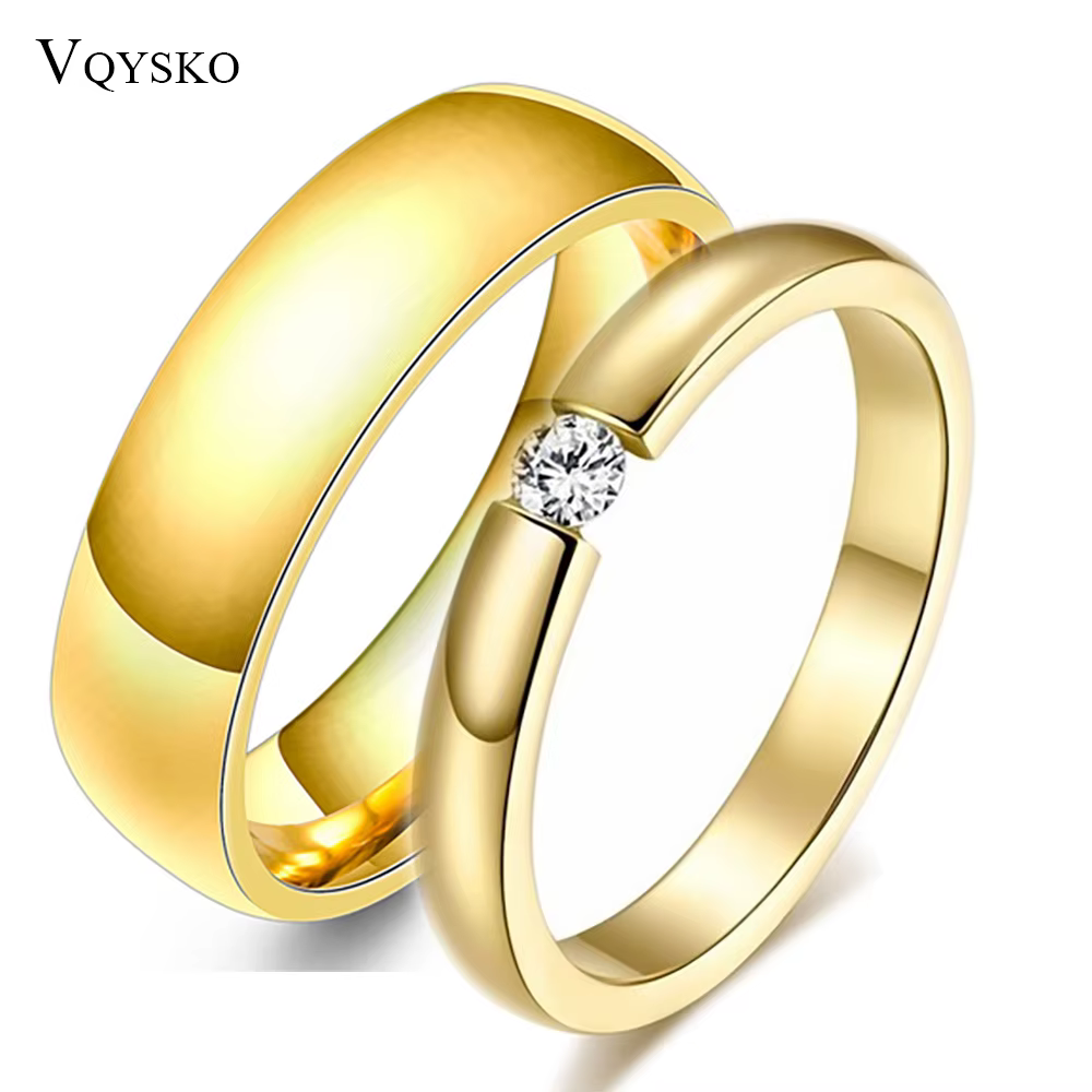 Bague de mariage couleur or pour femmes et hommes