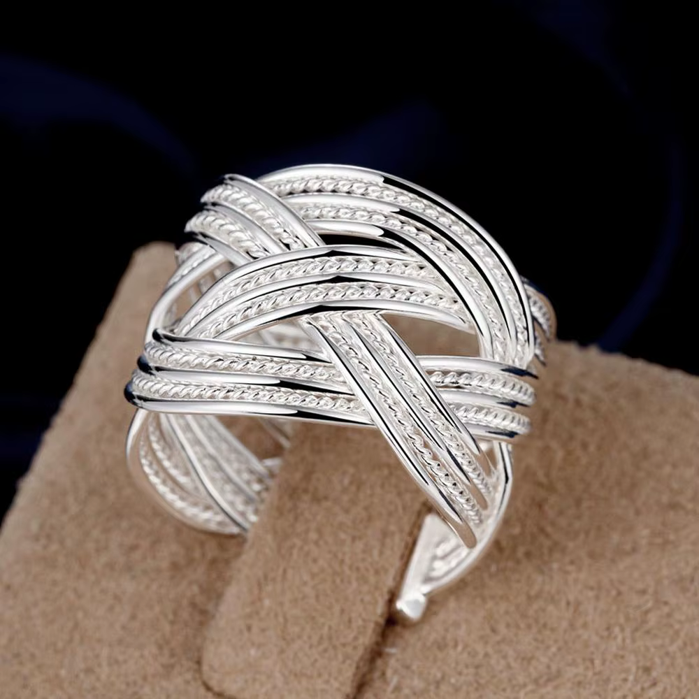Bague de fiançailles plaquée argent pour femmes