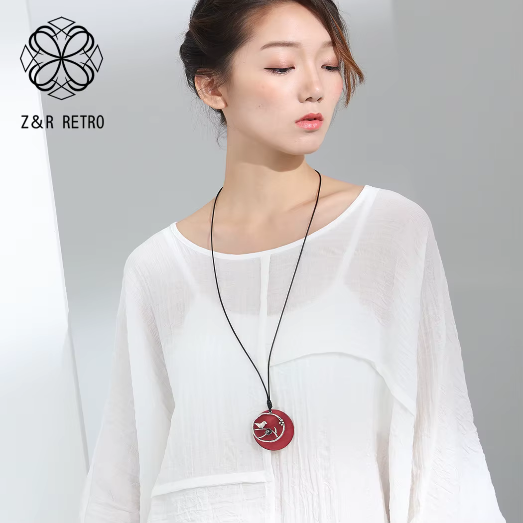 Grand Collier rond Long avec pendentif pour femme