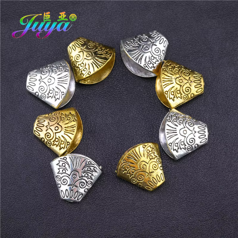Juya – capuchons de perles couleur argent antique