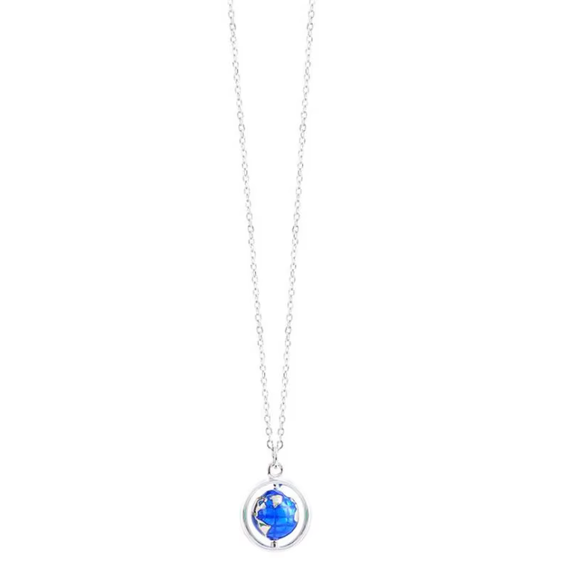 Nouvelle mode créative Globe Planet 925 en argent Sterling plaqué personnalité coloré époxy boule populaire pendentif colliers H572