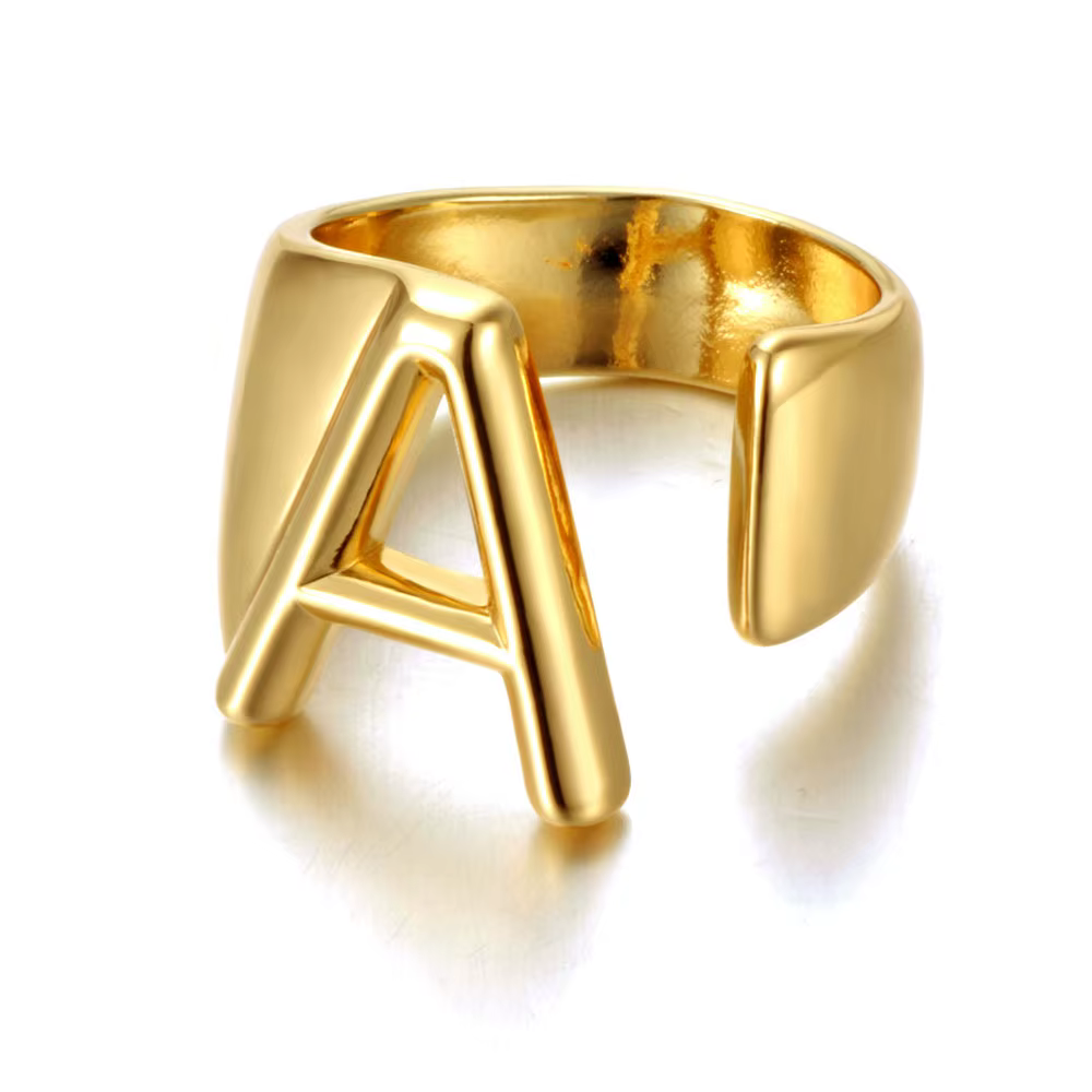 Mode creux A-Z lettre réglable ouverture anneau Alphabet fête anneaux bijoux pour femmes plageльца JR21003