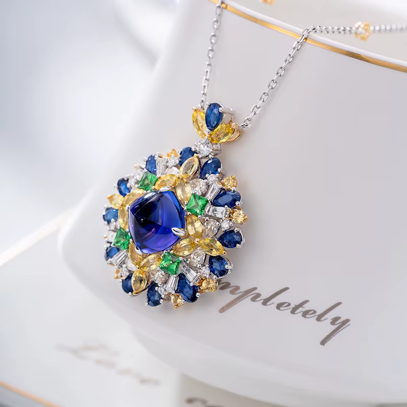 Garden-Pendentif saphir simulé pour femme