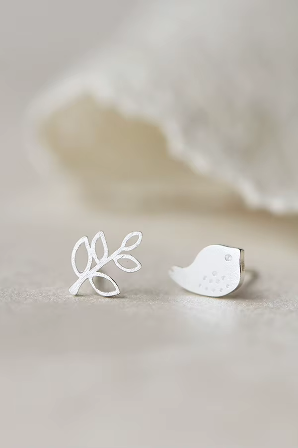 Boucles d'oreilles en forme de branches d'oiseau