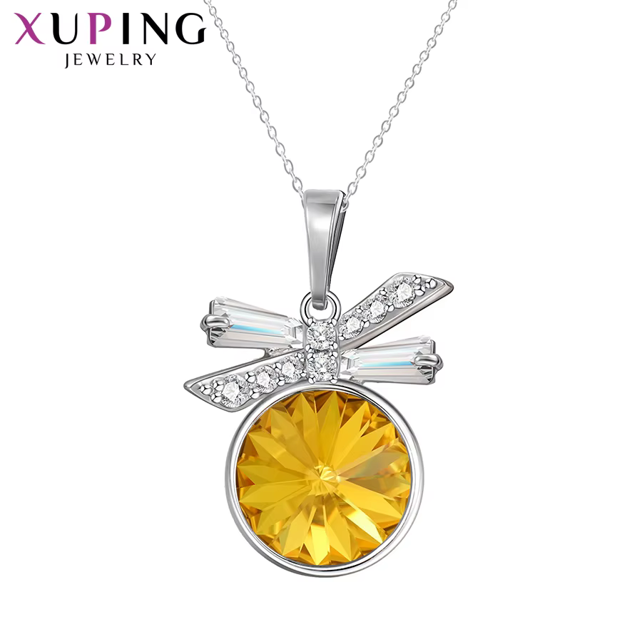 Xuping-Collier pendentif en cristal plaqué rhodium pour femme