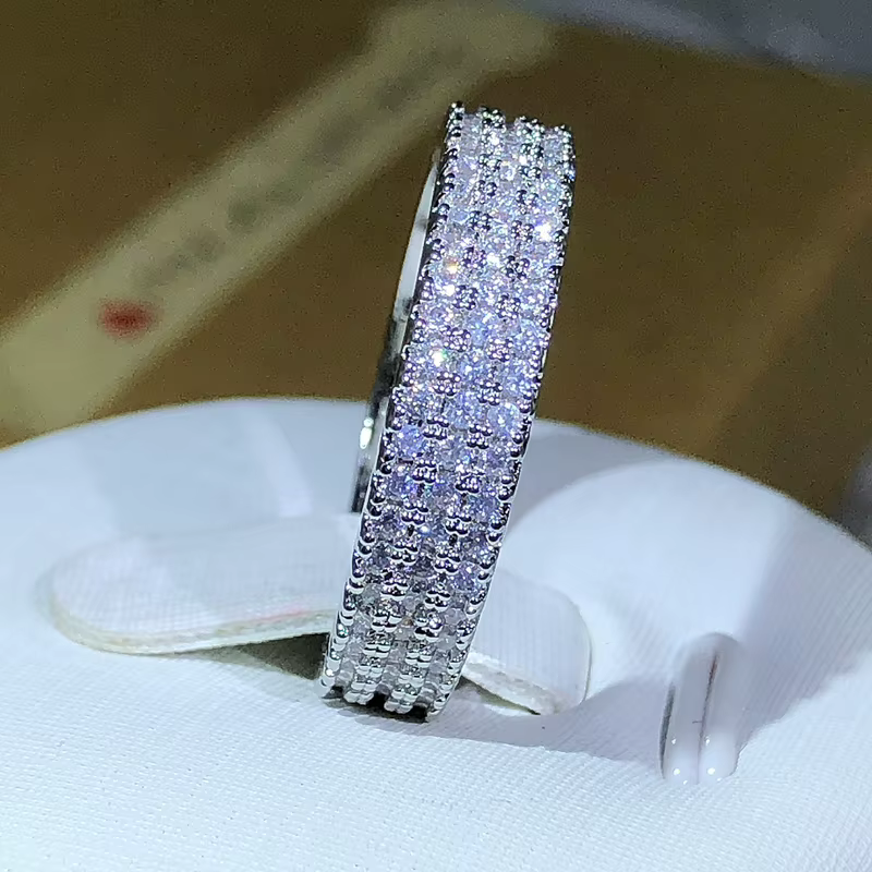 Bague femme éternité 925 en argent Sterling Micro pavé AAAAA Zircon cz