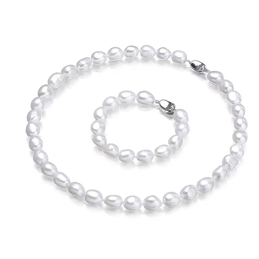 Dainashi-Ensemble bracelet et collier baroques en argent regardé 925 pour femme