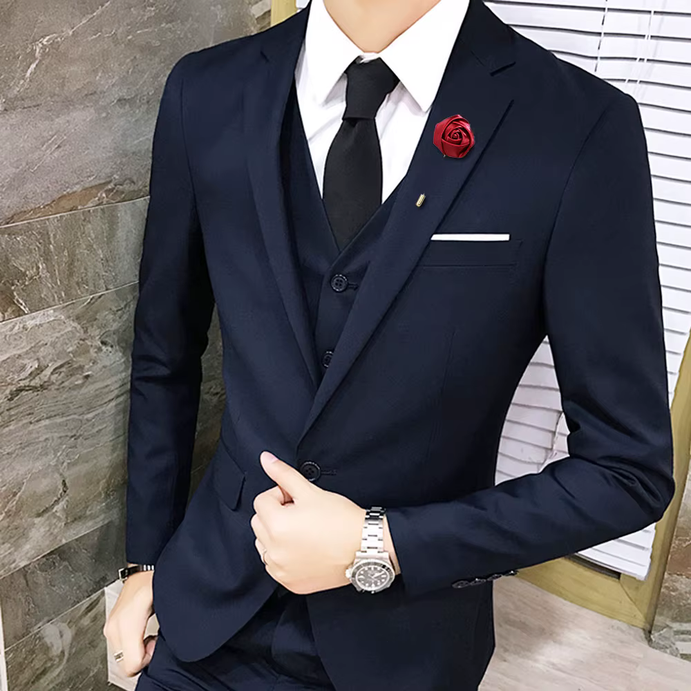 Hommes marié boutonnière broches mariage Corsage femmes broche fleurs Roses soie