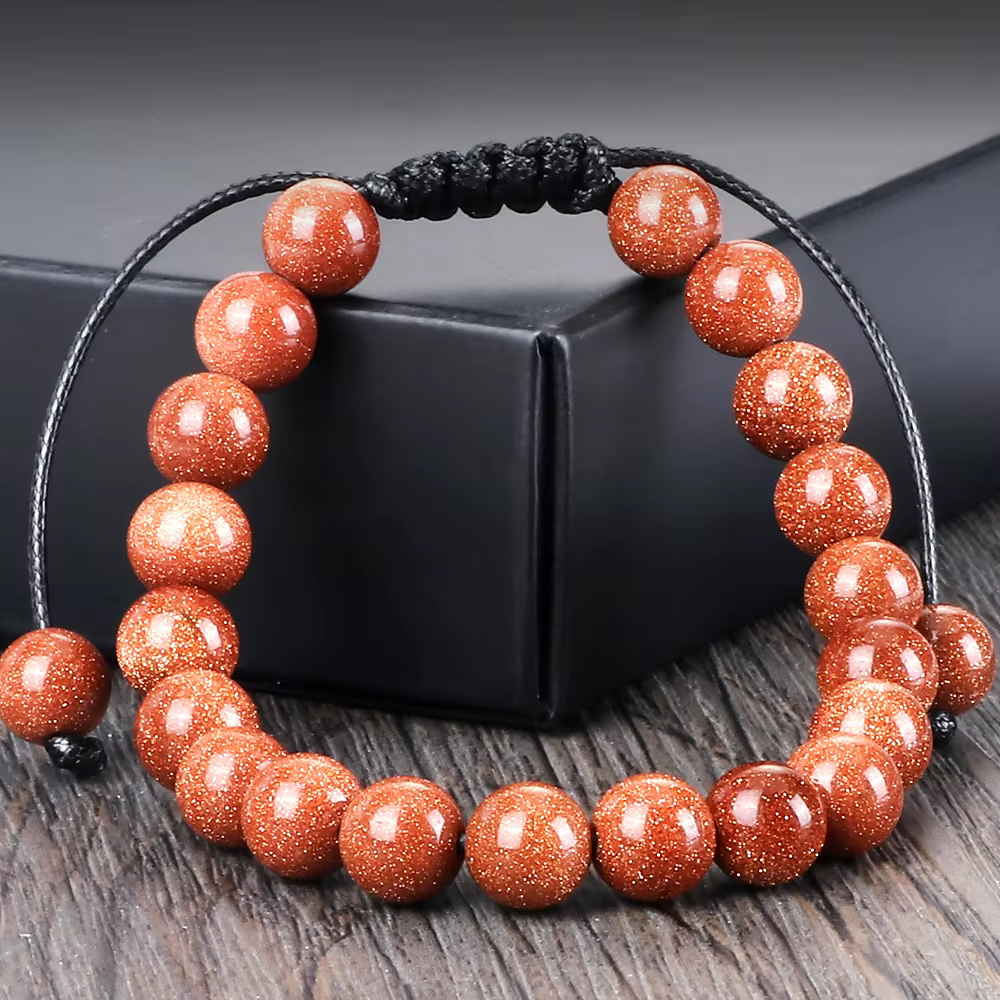 Bracelet de perles de grès bleu pour femmes et hommes