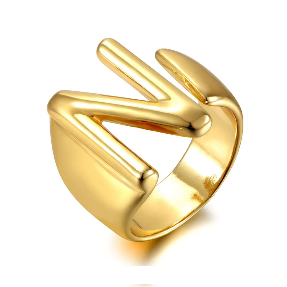 Mode creux A-Z lettre réglable ouverture anneau Alphabet fête anneaux bijoux pour femmes plageльца JR21003