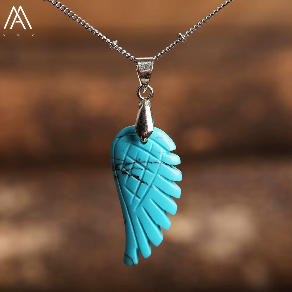 Collier Aile d'Ange Pendentif en Pierre Naturelle Cristal de Quartz Rose Chaîne en Argent Bijoux de Mode pour Femmes Cadeau Quotidien pour Fête Accessoire