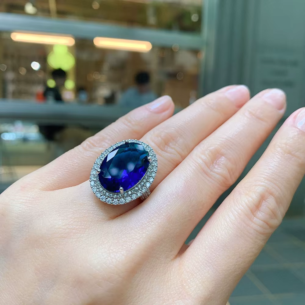 Paraiba Tourmaline Sapphire Gemstone Lab Diamond Wedding Ring