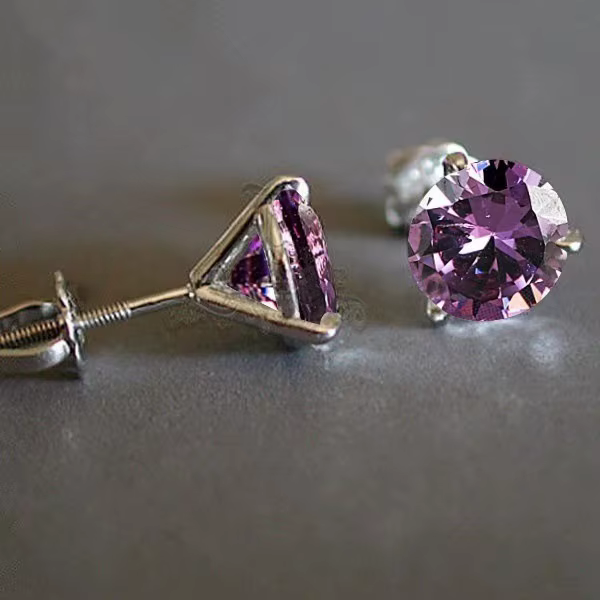 Boucle d'oreille grenat couleur argent Sterling 925 massif