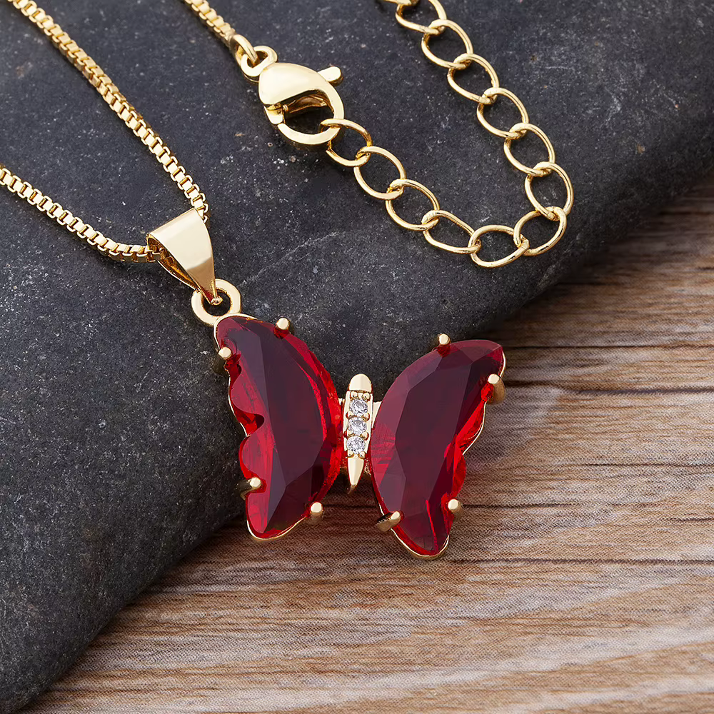 AIBEF – collier pendentif papillon coloré pour femmes