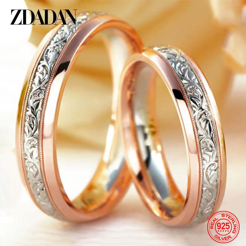 ZDADAN – bague de Couple en argent Sterling 925
