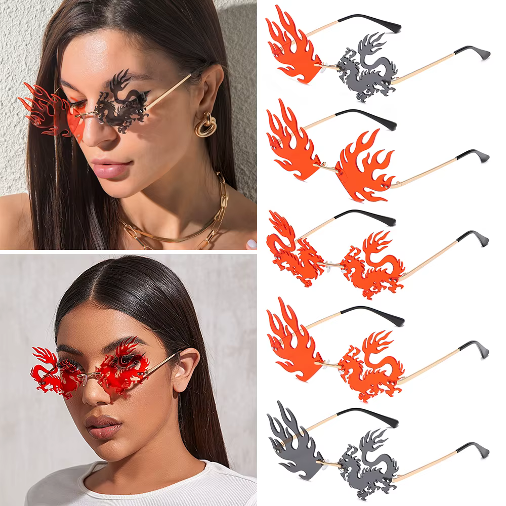 Lunettes de soleil sans bords Dragon Phoenix pour femmes