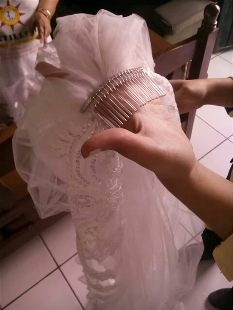 Scintillant blanc ivoire longs voiles de mariée voile de mariage dentelle Appliques doux Net cathédrale