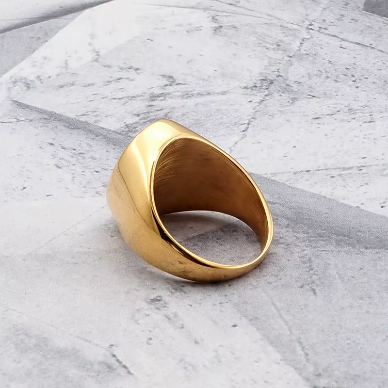 Bague Gothique SION L en Acier Inoxydable Plaqué Or