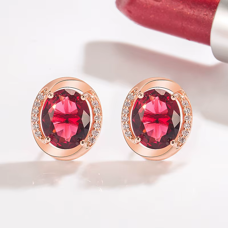 Boucles d'oreilles en rubis naturel pour femmes