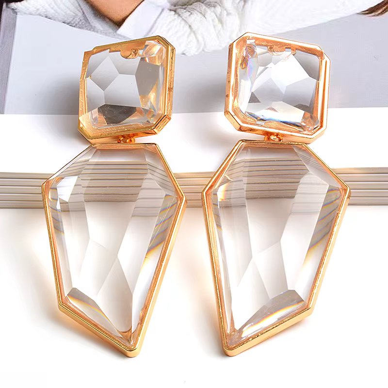 Boucles d'oreilles pendantes géométriques en acrylique